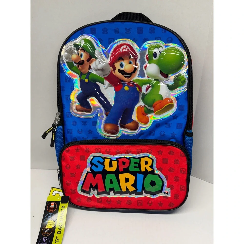 Nintendo Super Mario Luigi Yoshi 17 Inch Backpack Laptop Sleeve NWT